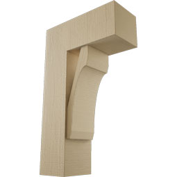 Ekena Millwork - BKTUR0756X18X30LEC05RCPR - Timberthane Faux Wood Legacy Style Bracket w/ Offset Brace, Block Ends, 7 1/2"W x 18"D x 30"H, Primed Tan