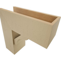Ekena Millwork - BKTUR0756X20X20LEC05RCPR - Timberthane Faux Wood Legacy Style Bracket w/ Offset Brace, Block Ends, 7 1/2"W x 20"D x 20"H, Primed Tan