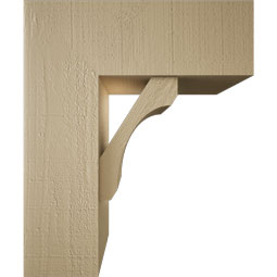 Ekena Millwork - BKTUR0756X20X24LEC05RCPR - Timberthane Faux Wood Legacy Style Bracket w/ Offset Brace, Block Ends, 7 1/2"W x 20"D x 24"H, Primed Tan