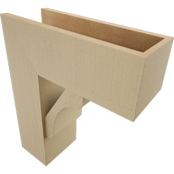 Ekena Millwork - BKTUR0756X20X24LEC05RCPR - Timberthane Faux Wood Legacy Style Bracket w/ Offset Brace, Block Ends, 7 1/2"W x 20"D x 24"H, Primed Tan