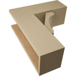 Ekena Millwork - BKTUR0756X20X24LEC05RCPR - Timberthane Faux Wood Legacy Style Bracket w/ Offset Brace, Block Ends, 7 1/2"W x 20"D x 24"H, Primed Tan