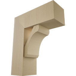 Ekena Millwork - BKTUR0756X20X24LEC05RCPR - Timberthane Faux Wood Legacy Style Bracket w/ Offset Brace, Block Ends, 7 1/2"W x 20"D x 24"H, Primed Tan