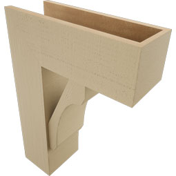 Ekena Millwork - BKTUR0756X20X28LEC05RCPR - Timberthane Faux Wood Legacy Style Bracket w/ Offset Brace, Block Ends, 7 1/2"W x 20"D x 28"H, Primed Tan