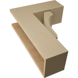 Ekena Millwork - BKTUR0756X20X28LEC05RCPR - Timberthane Faux Wood Legacy Style Bracket w/ Offset Brace, Block Ends, 7 1/2"W x 20"D x 28"H, Primed Tan