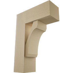 Ekena Millwork - BKTUR0756X20X28LEC05RCPR - Timberthane Faux Wood Legacy Style Bracket w/ Offset Brace, Block Ends, 7 1/2"W x 20"D x 28"H, Primed Tan