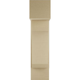 Ekena Millwork - BKTUR0756X20X32LEC05RCPR - Timberthane Faux Wood Legacy Style Bracket w/ Offset Brace, Block Ends, 7 1/2"W x 20"D x 32"H, Primed Tan