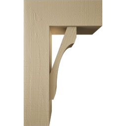 Ekena Millwork - BKTUR0756X20X32LEC05RCPR - Timberthane Faux Wood Legacy Style Bracket w/ Offset Brace, Block Ends, 7 1/2"W x 20"D x 32"H, Primed Tan