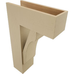 Ekena Millwork - BKTUR0756X20X32LEC05RCPR - Timberthane Faux Wood Legacy Style Bracket w/ Offset Brace, Block Ends, 7 1/2"W x 20"D x 32"H, Primed Tan