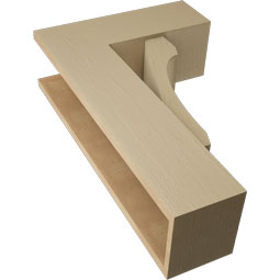 Ekena Millwork - BKTUR0756X20X32LEC05RCPR - Timberthane Faux Wood Legacy Style Bracket w/ Offset Brace, Block Ends, 7 1/2"W x 20"D x 32"H, Primed Tan