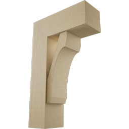 Ekena Millwork - BKTUR0756X20X32LEC05RCPR - Timberthane Faux Wood Legacy Style Bracket w/ Offset Brace, Block Ends, 7 1/2"W x 20"D x 32"H, Primed Tan