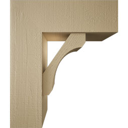 Ekena Millwork - BKTUR0756X22X26LEC05RCPR - Timberthane Faux Wood Legacy Style Bracket w/ Offset Brace, Block Ends, 7 1/2"W x 22"D x 26"H, Primed Tan