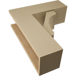 Ekena Millwork - BKTUR0756X22X26LEC05RCPR - Timberthane Faux Wood Legacy Style Bracket w/ Offset Brace, Block Ends, 7 1/2"W x 22"D x 26"H, Primed Tan