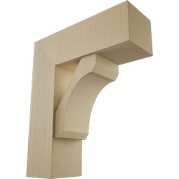 Ekena Millwork - BKTUR0756X22X26LEC05RCPR - Timberthane Faux Wood Legacy Style Bracket w/ Offset Brace, Block Ends, 7 1/2"W x 22"D x 26"H, Primed Tan