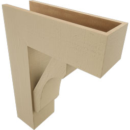 Ekena Millwork - BKTUR0756X22X30LEC05RCPR - Timberthane Faux Wood Legacy Style Bracket w/ Offset Brace, Block Ends, 7 1/2"W x 22"D x 30"H, Primed Tan