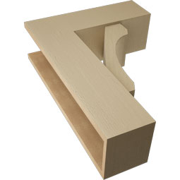 Ekena Millwork - BKTUR0756X22X30LEC05RCPR - Timberthane Faux Wood Legacy Style Bracket w/ Offset Brace, Block Ends, 7 1/2"W x 22"D x 30"H, Primed Tan