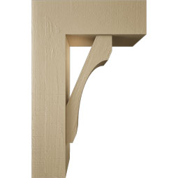 Ekena Millwork - BKTUR0756X22X34LEC05RCPR - Timberthane Faux Wood Legacy Style Bracket w/ Offset Brace, Block Ends, 7 1/2"W x 22"D x 34"H, Primed Tan