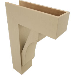 Ekena Millwork - BKTUR0756X22X34LEC05RCPR - Timberthane Faux Wood Legacy Style Bracket w/ Offset Brace, Block Ends, 7 1/2"W x 22"D x 34"H, Primed Tan
