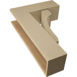 Ekena Millwork - BKTUR0756X22X34LEC05RCPR - Timberthane Faux Wood Legacy Style Bracket w/ Offset Brace, Block Ends, 7 1/2"W x 22"D x 34"H, Primed Tan