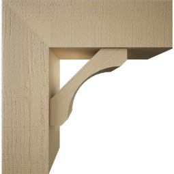 Ekena Millwork - BKTUR0756X24X24LEC05RCPR - Timberthane Faux Wood Legacy Style Bracket w/ Offset Brace, Block Ends, 7 1/2"W x 24"D x 24"H, Primed Tan