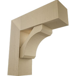 Ekena Millwork - BKTUR0756X24X24LEC05RCPR - Timberthane Faux Wood Legacy Style Bracket w/ Offset Brace, Block Ends, 7 1/2"W x 24"D x 24"H, Primed Tan