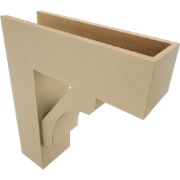 Ekena Millwork - BKTUR0756X24X28LEC05RCPR - Timberthane Faux Wood Legacy Style Bracket w/ Offset Brace, Block Ends, 7 1/2"W x 24"D x 28"H, Primed Tan