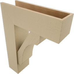 Ekena Millwork - BKTUR0756X24X32LEC05RCPR - Timberthane Faux Wood Legacy Style Bracket w/ Offset Brace, Block Ends, 7 1/2"W x 24"D x 32"H, Primed Tan