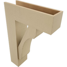 Ekena Millwork - BKTUR0756X24X36LEC05RCPR - Timberthane Faux Wood Legacy Style Bracket w/ Offset Brace, Block Ends, 7 1/2"W x 24"D x 36"H, Primed Tan