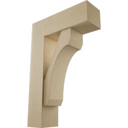 Ekena Millwork - BKTUR0756X24X36LEC05RCPR - Timberthane Faux Wood Legacy Style Bracket w/ Offset Brace, Block Ends, 7 1/2"W x 24"D x 36"H, Primed Tan