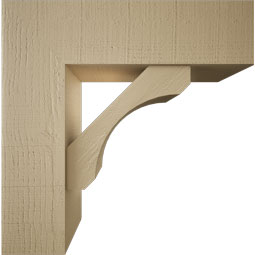 Ekena Millwork - BKTUR0756X26X26LEC05RCPR - Timberthane Faux Wood Legacy Style Bracket w/ Offset Brace, Block Ends, 7 1/2"W x 26"D x 26"H, Primed Tan
