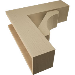 Ekena Millwork - BKTUR0756X26X26LEC05RCPR - Timberthane Faux Wood Legacy Style Bracket w/ Offset Brace, Block Ends, 7 1/2"W x 26"D x 26"H, Primed Tan