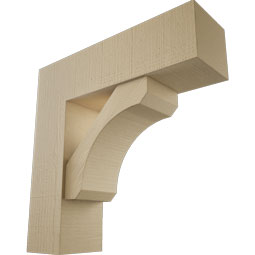 Ekena Millwork - BKTUR0756X26X26LEC05RCPR - Timberthane Faux Wood Legacy Style Bracket w/ Offset Brace, Block Ends, 7 1/2"W x 26"D x 26"H, Primed Tan