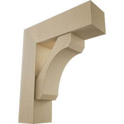 Ekena Millwork - BKTUR0756X26X30LEC05RCPR - Timberthane Faux Wood Legacy Style Bracket w/ Offset Brace, Block Ends, 7 1/2"W x 26"D x 30"H, Primed Tan