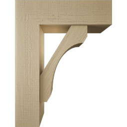 Ekena Millwork - BKTUR0756X26X34LEC05RCPR - Timberthane Faux Wood Legacy Style Bracket w/ Offset Brace, Block Ends, 7 1/2"W x 26"D x 34"H, Primed Tan
