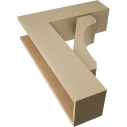 Ekena Millwork - BKTUR0756X26X34LEC05RCPR - Timberthane Faux Wood Legacy Style Bracket w/ Offset Brace, Block Ends, 7 1/2"W x 26"D x 34"H, Primed Tan