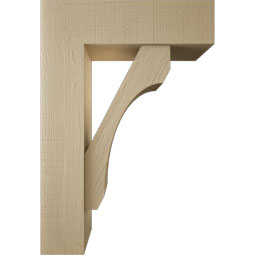 Ekena Millwork - BKTUR0756X26X38LEC05RCPR - Timberthane Faux Wood Legacy Style Bracket w/ Offset Brace, Block Ends, 7 1/2"W x 26"D x 38"H, Primed Tan
