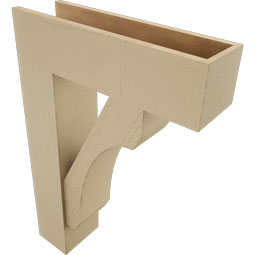 Ekena Millwork - BKTUR0756X26X38LEC05RCPR - Timberthane Faux Wood Legacy Style Bracket w/ Offset Brace, Block Ends, 7 1/2"W x 26"D x 38"H, Primed Tan