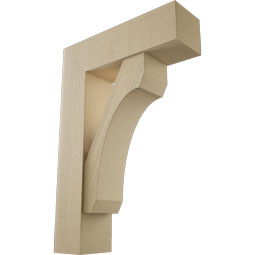 Ekena Millwork - BKTUR0756X26X38LEC05RCPR - Timberthane Faux Wood Legacy Style Bracket w/ Offset Brace, Block Ends, 7 1/2"W x 26"D x 38"H, Primed Tan