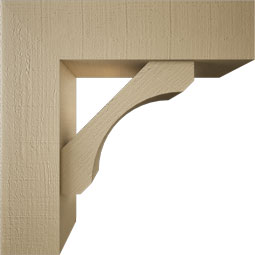 Ekena Millwork - BKTUR0756X28X28LEC05RCPR - Timberthane Faux Wood Legacy Style Bracket w/ Offset Brace, Block Ends, 7 1/2"W x 28"D x 28"H, Primed Tan