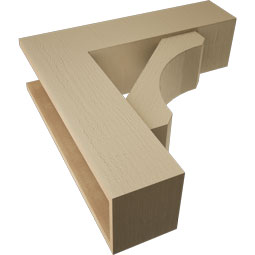 Ekena Millwork - BKTUR0756X28X28LEC05RCPR - Timberthane Faux Wood Legacy Style Bracket w/ Offset Brace, Block Ends, 7 1/2"W x 28"D x 28"H, Primed Tan
