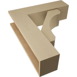 Ekena Millwork - BKTUR0756X28X32LEC05RCPR - Timberthane Faux Wood Legacy Style Bracket w/ Offset Brace, Block Ends, 7 1/2"W x 28"D x 32"H, Primed Tan