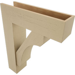 Ekena Millwork - BKTUR0756X28X36LEC05RCPR - Timberthane Faux Wood Legacy Style Bracket w/ Offset Brace, Block Ends, 7 1/2"W x 28"D x 36"H, Primed Tan