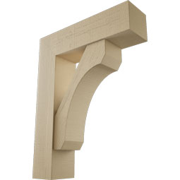 Ekena Millwork - BKTUR0756X28X36LEC05RCPR - Timberthane Faux Wood Legacy Style Bracket w/ Offset Brace, Block Ends, 7 1/2"W x 28"D x 36"H, Primed Tan