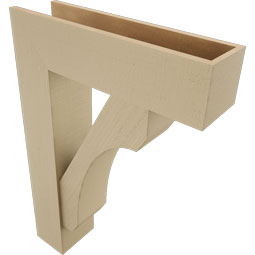 Ekena Millwork - BKTUR0756X28X40LEC05RCPR - Timberthane Faux Wood Legacy Style Bracket w/ Offset Brace, Block Ends, 7 1/2"W x 28"D x 40"H, Primed Tan