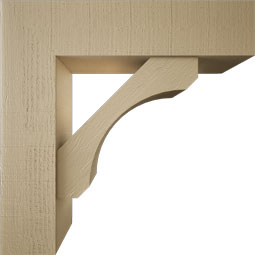 Ekena Millwork - BKTUR0756X30X30LEC05RCPR - Timberthane Faux Wood Legacy Style Bracket w/ Offset Brace, Block Ends, 7 1/2"W x 30"D x 30"H, Primed Tan