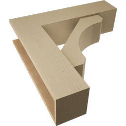 Ekena Millwork - BKTUR0756X30X30LEC05RCPR - Timberthane Faux Wood Legacy Style Bracket w/ Offset Brace, Block Ends, 7 1/2"W x 30"D x 30"H, Primed Tan