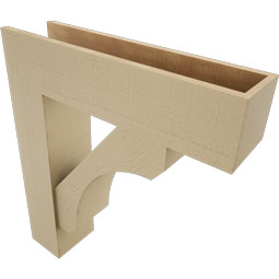 Ekena Millwork - BKTUR0756X30X34LEC05RCPR - Timberthane Faux Wood Legacy Style Bracket w/ Offset Brace, Block Ends, 7 1/2"W x 30"D x 34"H, Primed Tan