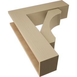 Ekena Millwork - BKTUR0756X30X34LEC05RCPR - Timberthane Faux Wood Legacy Style Bracket w/ Offset Brace, Block Ends, 7 1/2"W x 30"D x 34"H, Primed Tan