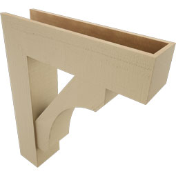 Ekena Millwork - BKTUR0756X30X36LEC05RCPR - Timberthane Faux Wood Legacy Style Bracket w/ Offset Brace, Block Ends, 7 1/2"W x 30"D x 36"H, Primed Tan