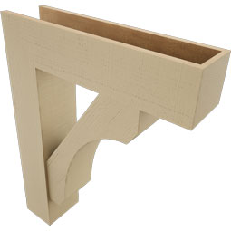 Ekena Millwork - BKTUR0756X30X38LEC05RCPR - Timberthane Faux Wood Legacy Style Bracket w/ Offset Brace, Block Ends, 7 1/2"W x 30"D x 38"H, Primed Tan