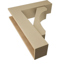 Ekena Millwork - BKTUR0756X30X38LEC05RCPR - Timberthane Faux Wood Legacy Style Bracket w/ Offset Brace, Block Ends, 7 1/2"W x 30"D x 38"H, Primed Tan